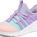RUNSIDE Girls Tennis Shoes Lightweight Sports Kids Sneakers Lace-up for Running/Walking, Toddler/Little Kid/Big Kid, 1 Big Kid, Pink Purple