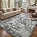 8x10 Ft Extra Large Shag Rugs for Living Room, Tie Dyed Ultra Soft Fluffy Furry Area Rugs for Bedroom Indoor Floor, Aesthetic Carpet for Kids Home Decor (Grey)