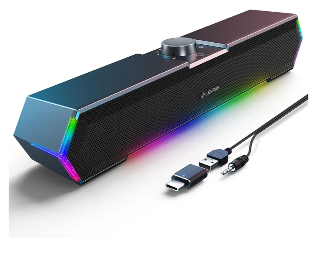 LENRUE G11 Computer Speakers for Desktop, Touch Lights PC Speakers with Surge Clear Sound, USB C/USB Powered for Computer Desktop PC Laptop Monitor