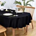 Wolkemer Oval Tablecloth 60 x 102 Inch Washable Fabric Table Cloth Solid Black Table Cover for Dining Wedding Party Banquet Tabletop Decoration