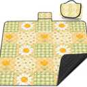 Extra Large Picnic Blanket Waterproof,80"x 80"Foldable Machine Washable Beach Blanket,Outdoor Blanket for 6-8 Adults,Suitable for Indoor Crawling,Park Beach,Camping,Hiking,Family Travel(Sunflower)