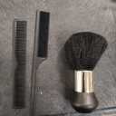 Set of 2: Professional Black Carbon Fiber Teasing Comb, Fine and Wide Tooth Hair Barber Comb For All Hair Types + Large Neck Duster Brush Professional Barber Neck Duster Brush Soft Barber Face Cleaning Hairbrush Nylon Hair Cutting Kits Barber Accessories Cleaning Supplies