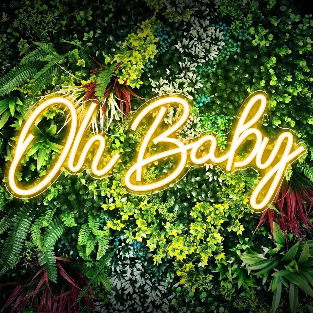 Kavaas Neon Sign - Oh Baby Light Up Sign for Backdrop, Baby Shower, Gender Reveal, Birthday Party Decorations (16.4" x 6.9", Warm White)