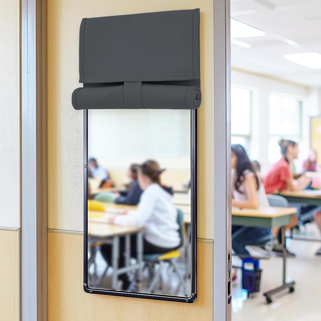 Vatge Grey Door Curtain Small Door Curtain Privacy Thermal Insulated Blackout Door Window Curtain with Magic Tape for Small Window/ Small Front Door/ Classroom Door, 1 Panel, W12 x L40, Grey