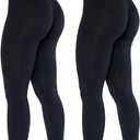 AUROLA Dream Collection Workout Leggings for Women High Waist Seamless Scrunch Athletic Running Gym Fitness Active Pants, Medium, Set(black+black)