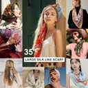 Pukavt 2 Pack 35" Satin Head Scarf for Women Large Square Hair Scarf Silk Like Neck Scarves Fashion Breathable Bandana Scarf for Hair Wrapping and Sleeping