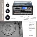 9-in-1 Vintage Bluetooth Record Player for Home Entertainment, 3-Speed Turntable with AM/FM Radio, CD & Cassette, USB/SD/MMC Input, Built-in Stereo Speakers, Remote Control, Aux in & RCA Line Out