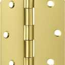 2 x Design House Door Hinges for Interior Doors 3-Pack 3.5-inch x 3.5-inch, Design House 1/4-inch Radius Steel Door Hinge Door Hardware, Satin Brass, 181339
