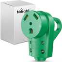 Nilight 30 Amp RV Female Replacement Plug 125 Volt Heavy Duty Socket Receptacle with Handle ETL Listed NEMA TT-30R for Camper Caravan Motorhome Van Trailer (Green)
