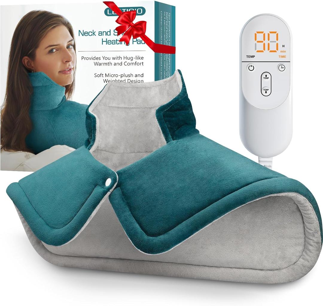 Neck Heating Pad, Upgraded PTC+NTC Even Heating, Heat Pad for Neck Shoulders Back, Versatile Electric Heated Neck Wrap for Full-Body Relax, Birthday Gifts for Women Men, Mothers Day Gifts for Mom Wife (Blue)