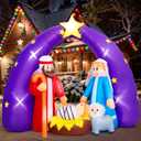 8FT FUN LITTLE TOYS 2025 Nativity Scene Christmas Inflatable with LED Lights for Outdoor Yard Decoration