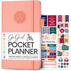 GoGirl Planner and Organizer for Women  Pocket Weekly Planner, Goals Journal & Agenda for Time Management & Productivity. Undated (Peach Pink)