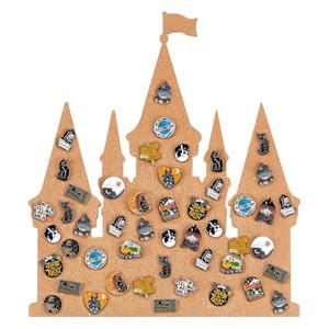 BENECREAT Castle Pin Board Cork Board, 14.2x11.8inch Bulletin Display Board Brooch Jewelry Display Cork Tray for Brooch Pin Collection Display, Office Home and School Decor