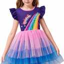 LQSZ Girls Tulle Dresses Princess Flutter Sleeve Tutu Dress for Toddler Girl 3-12 Years (B-blue)
