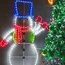 5FT 195 LED Snowman Light, Colorful Neon Light Sign Animated Christmas Decoration for Indoor Outdoor Yard Home Garden Christmas Festival Party Decoration