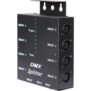 DMX Splitter, 1 Input 8 Output DMX512 LED Signal Distributor with Signal Indicators, Black (DMX512-SPlitter Iron)