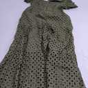 Zesica Womens 2025 Summer Maxi Dress Short Sleeve V Neck Hollow Out Eyelet A Line Long Flowy Beach Vacation Dresses (Army Green,Medium)