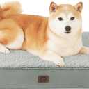 EHEYCIGA Orthopedic Dog Beds for Large Dogs with Removable Washable Cover for Crate, Greyish Green, 35x23 