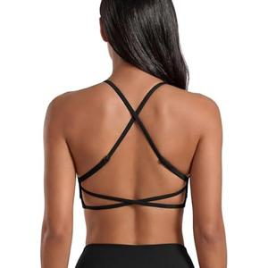 VOYJOY High Neck Sports Bra Adjustable Straps Yoga Crop Womens Workout Gym Yoga Bras. Small