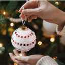 12PCS Christmas Ornaments Balls, 3.15" Red Green Velvet Shatterproof Christmas Tree Decorations with Sparkling Stripes and Dots, Holiday Party Decorative Hanging Baubles