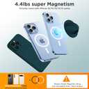 Upgraded Magnetic Phone Grip, Liquid Silicone Soft and Portable, Removable Finger Loop Ring Grip Holder for iPhone, Strong Magnetic Attraction, Compatible with MagSafe Phone Case, Dark Green