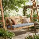 3 Seat 57 Inches Outdoor Porch Swing Cushions,Water-Resistant Tufted Patio Swing Replacement Cushions, 57x19 inch