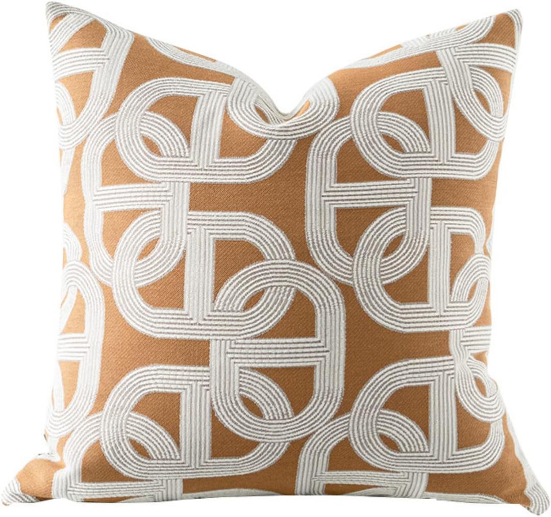 20x20'' Inches Throw Pillow Cushion Cover - Pig Nose Horseshoe Pattern Chenille Jacquard Embroidery Luxury Modern Style Couch Sofa Pillow for Living Room Bedroom