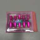 Hot Pink Almond Cat Eye Press on Nails - GJZEZ Soft Gel Short Fuchsia Glass Cat eye Fall Stick on Nails Press Ons, Neon Pink Mauve Fake Nail | 16 Sizes - 32 pcs Reusable Prom False Nail, Magenta Rose