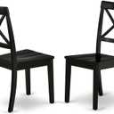East West Furniture BOC-BLK-W Boston Dining Room Chairs - Cross Back Solid Wood Seat Chairs, Set of 2, Black