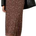 Midi Skirts for Women Elastic High Waisted A Line Flowy Floral Skirt, Size L