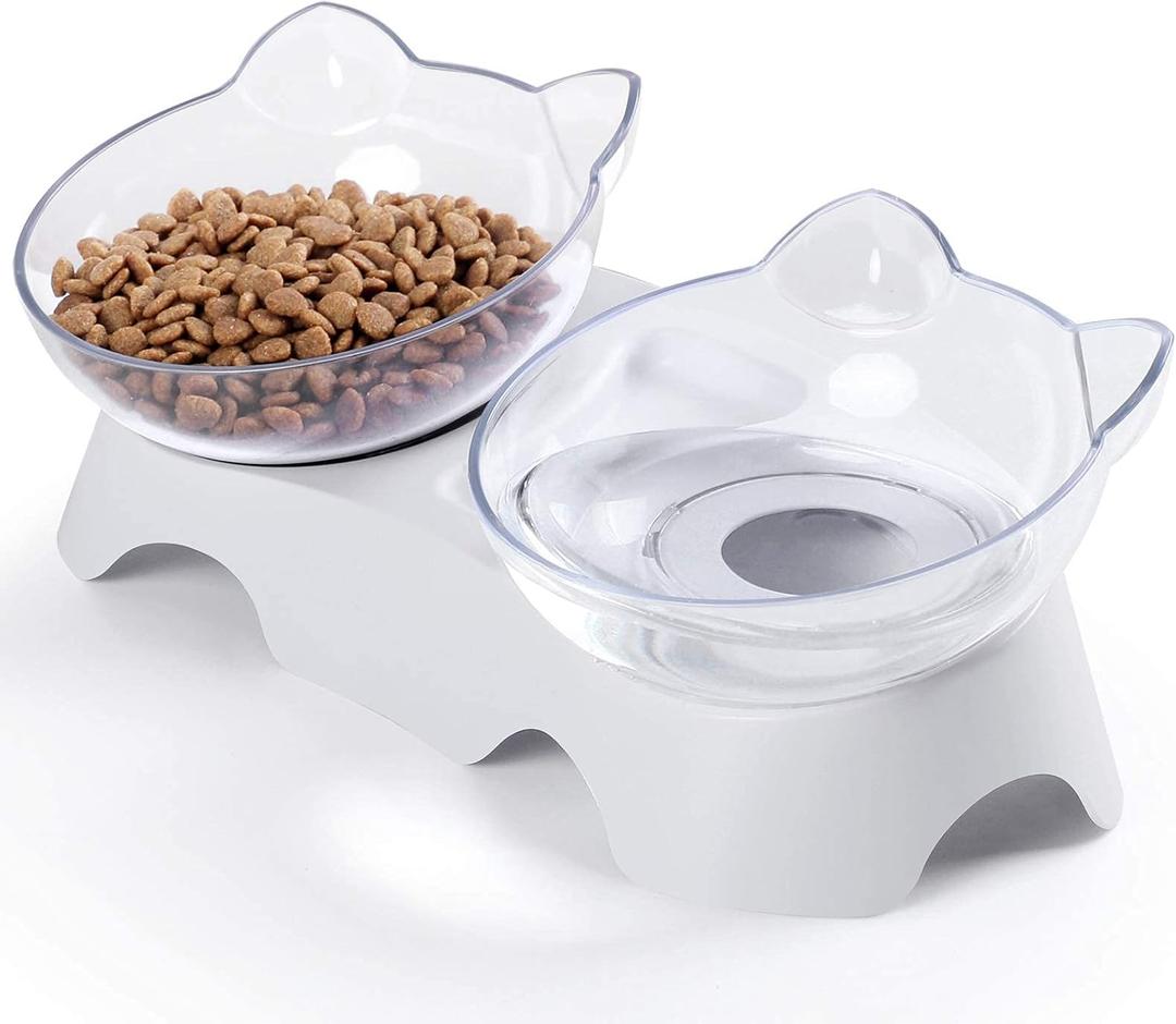 MILIFUN Cat Bowls, Cat Food Bowls Elevated Tilted, Anti Vomiting Kitty Bowl For Puppy and Bunny, Orthopedic For Indoor Cats.