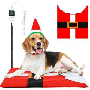 Tuanse Christmas Pets Heating Pad for Cats Dog 12 Level Adjustable Temperature Electric Heated Pad with Timer Waterproof Cat Heated Bed with Chew Resistant Cord for Pet Dog Puppy(17.7 x 23.6 Inch)