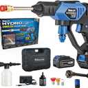 Ontel Turbo Jet HydroX5 Pro Portable Cordless Pressure Washer (21V 3000mAh Battery), 6-in-1 Nozzle, Dual Water Source, 16ft Detachable Hose