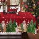 Christmas Tablecloth 60x104 Inch Rectangular, Christmas Trees Winter Snowman Washable Table Cover for Party Picnic Dinner Decor,Red