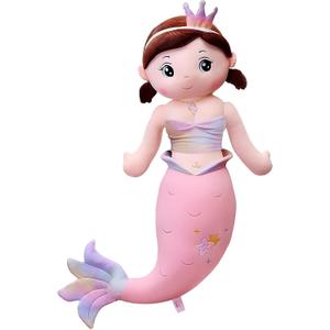 Mermaid Stuffed Animal Plush, 23.6in Cute Soft Pink Hugging Mermaid Plushies Pillow Toys Kawaii Birthday Gift for for Adults Kids Boys Girls