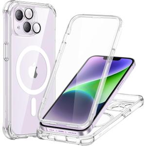 ESR for iPhone 14 Case, Compatible with MagSafe, Full-Body Military-Grade Drop Proof Case with Built-in 9H+ Tempered Glass Screen Protector, Armor Series, Clear