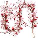 5Ft Valentines Day Heart Berry Garland - Artifical Red & Pink Multi-Purpose Heart Garland for Mantel, Table, or Wreath Decor - Romantic Valentine's Day Decorations Indoor