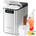 Nugget Ice Maker Countertop 40Lbs/24H Soft Chewable Ice Machine Pellet Crushed Ice Makers, One-Click Operation Auto Self-Cleaning Stainless Steel with Scoop for Home Kitchen Office, Silver
