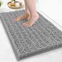 Arotive Luxury Chenille Bathroom Rug Mat, Extra Soft Thick Absorbent Shaggy Bath Rugs, Non-Slip Machine Wash Dry, Plush Bath Mats for Bathroom, Shower and Tub, 24x16, Light Grey, Rectangular