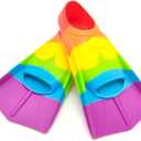 Swimming Training Fins,Kids Swim Fins,Comfortable Swimming Flippers Suitable for Children,Beginners,Girls,Boys,Adults (S ( US Kids 1.5-3 ), BF-Colorful Rainbow)