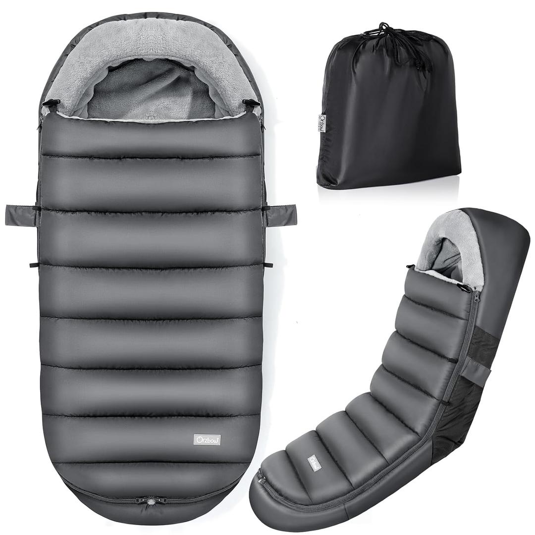IvyWind Stroller Footmuff, Baby Winter Stroller Bunting Bag with Removable Zipper, Universal Warm Sleeping Bag for Cold Weather, Waterproof & Cozy Fleece Lining for Toddler Infant Kids, Dark Gray (Classic)