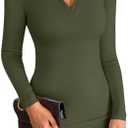 VICHYIE Women Lapel Neck Ribbed Bodycon Tight Fall Dress Long Sleeve Mid Thigh Pencil Above Knee Dresses M