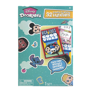 Disney Doorables Valentine Exchange Cards, Scratch to Reveal Message, Paper, 32 Count, Pack of 2