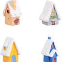 LONCESS Mininature Christmas Tree House Fairy Garden Accessories, Fairy Garden Decor for Christmas Decoration, Christmas Party Supplies, Accessories, 4 Pieces Christmas Accessories