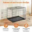 Sweetcrispy 48 Inch Dog Crate, Medium Large Crates Double Door Folding Metal Wire Dog Cage with Plastic Leak-Proof Pan Tray, Pet Kennel for Indoor, Outdoor, Travel