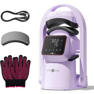 HTVRONT Auto Hat Press Machine - Hat Heat Press Machine with Precise Temp&Timer Control, Hat Heat Press Machine for Caps with 2 Platens, Compatible with DTF Film, Embroidery, Sublimation (Purple)