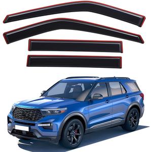 Lightronic Extra Durable Clip-on in-Channel Auto Vent Window Visor, Fits 2020-2025 Ford Explorer, UV Protection Rain Guard, Original Wind Deflector, No-Drill Easy Install, Dark Smoke, 4-Pcs