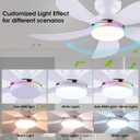 PHORUS 42" White RGB Ceiling Fans with Lights and Remote/APP, Small Modern Low Profile Ceiling Fans with Quiet Reversible DC Motor, Dimmable LED Ceiling Fan Light with 3 Colors 6 Speeds