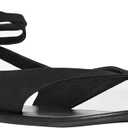 VorisVina Black Ankle Strappy Thong Sandals for Women Cute Suede Flat Sandals Ladies Summer Dressy Beach Flip Flops Sandals, 6.5