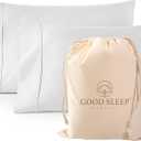 1000 TC White Standard Pillowcases Set of 2 100% Egyptian Cotton Pillow Cases with Long Staple Cotton & Sateen Weave, Silky Soft Hotel - Like Bed Pillow Covers for Comfy Sleeping, Snug Fit